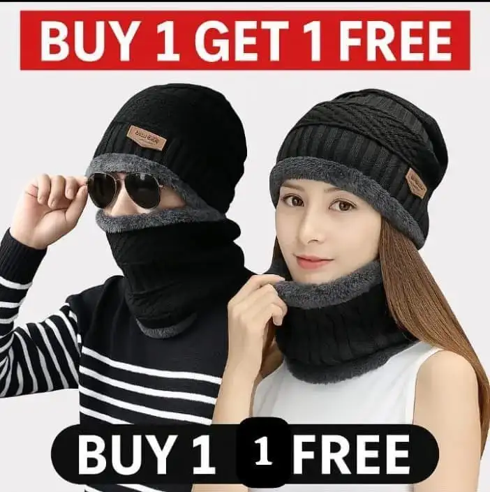 4 Pcs Wool Beanie And Neck Warmer Set 1 Buy 1 Get 1 Free