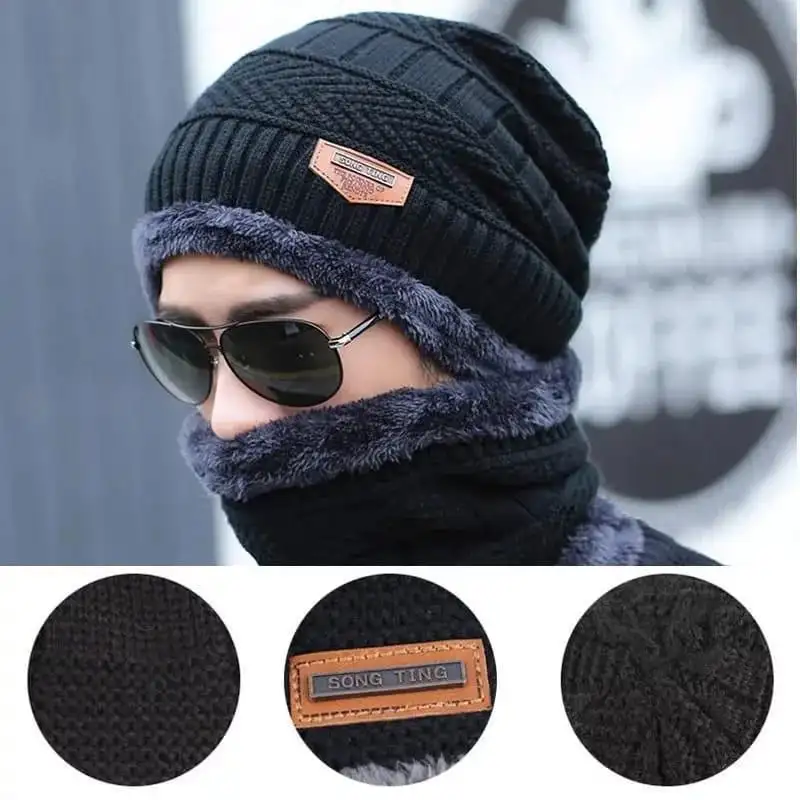 4 Pcs Wool Beanie And Neck Warmer Set 1 Buy 1 Get 1 Free