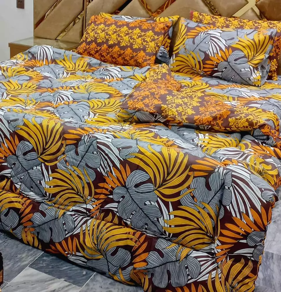 6 Pcs Cotton Salonica Printed Double Bed Razai Set