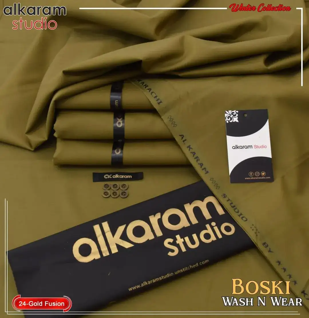 Alkaram Men’s Unstitched Wash And Wear Plain Suit VW740