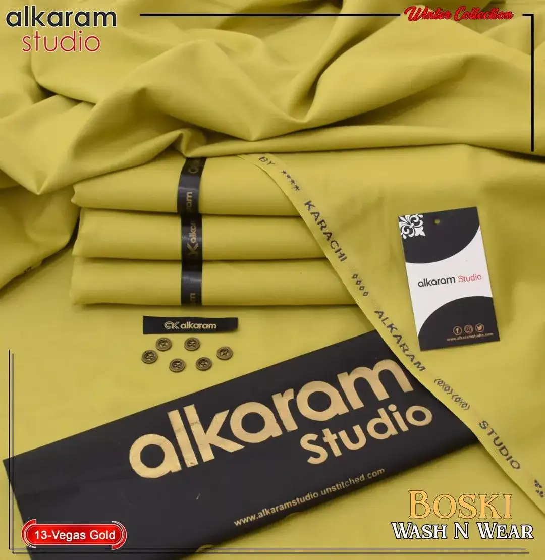 Alkaram Men’s Unstitched Wash And Wear Plain Suit VW742