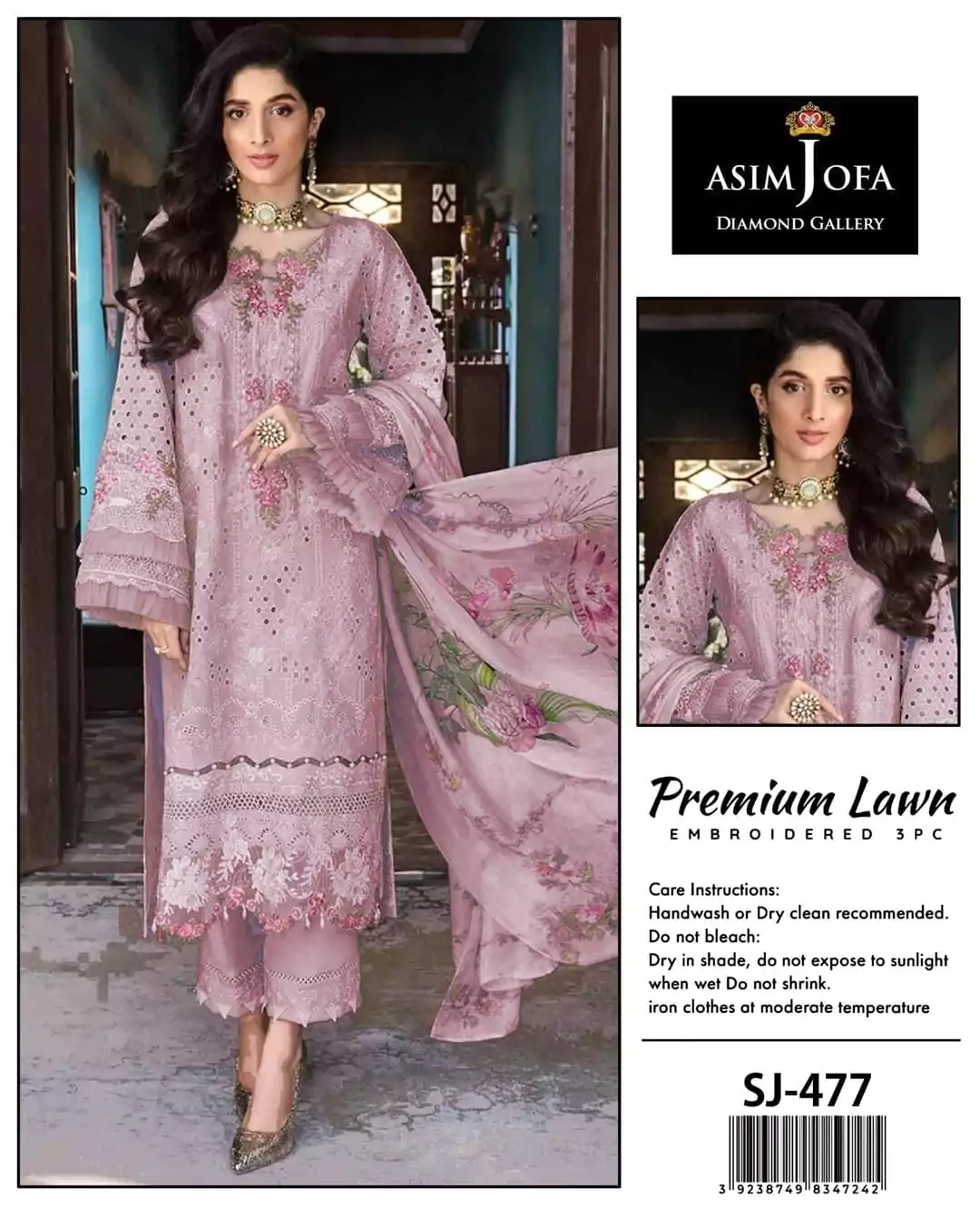  - Asim Jofa Lilac Embroidered Lawn Suit 3 Pcs Elegance ET167