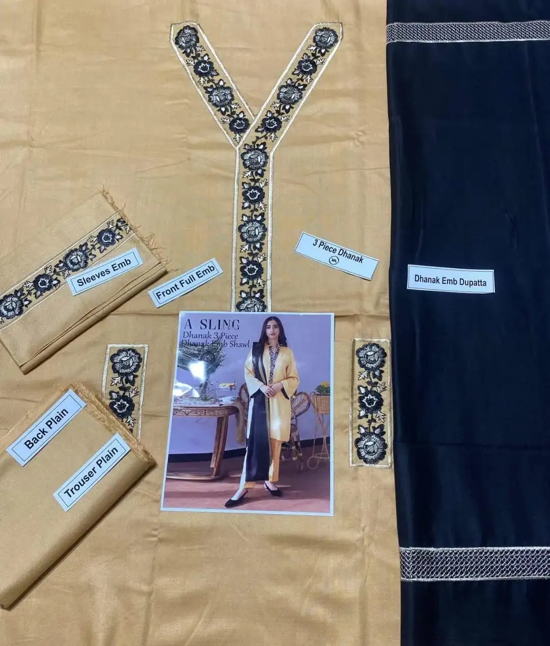 Asling Dyot Most Hit Article 3 Pcs Unstitched Embroidered Suit VW459