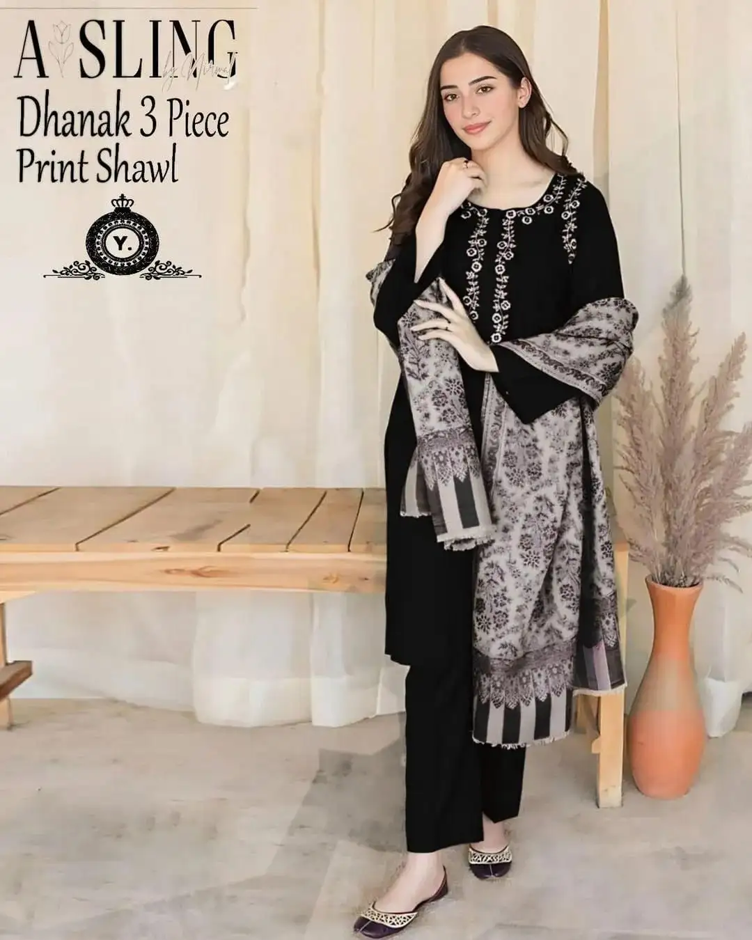 women unstitched suits - Asling Dyot Most Hit Article 3 Pcs Unstitched Embroidered Suit VW462