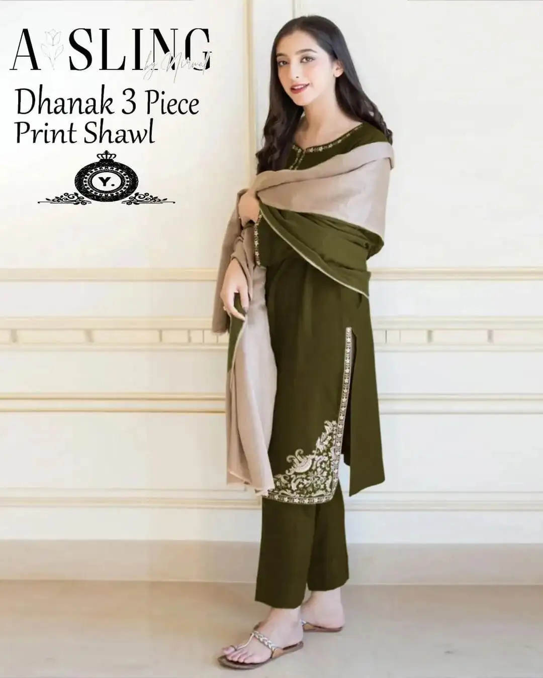women unstitched suits - Asling Dyot Most Hit Article 3 Pcs Unstitched Embroidered Suit VW464