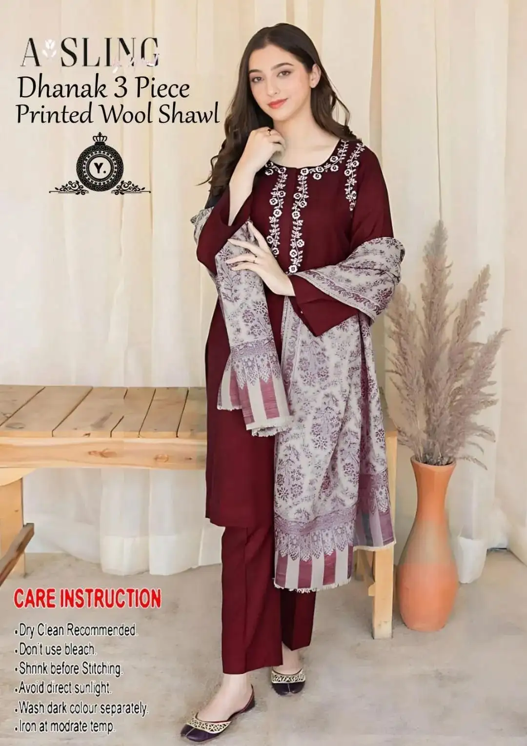 women unstitched suits - Asling Dyot Most Hit Article 3 Pcs Unstitched Embroidered Suit VW465