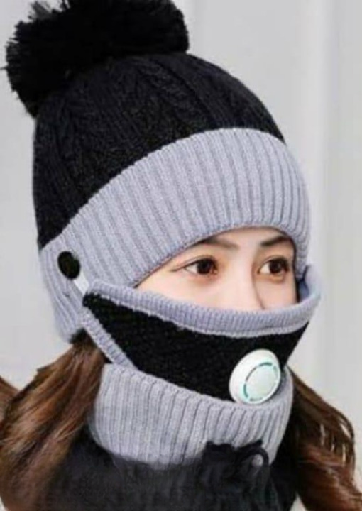 Beanie Wool Cap With Neck Warmer and Mask