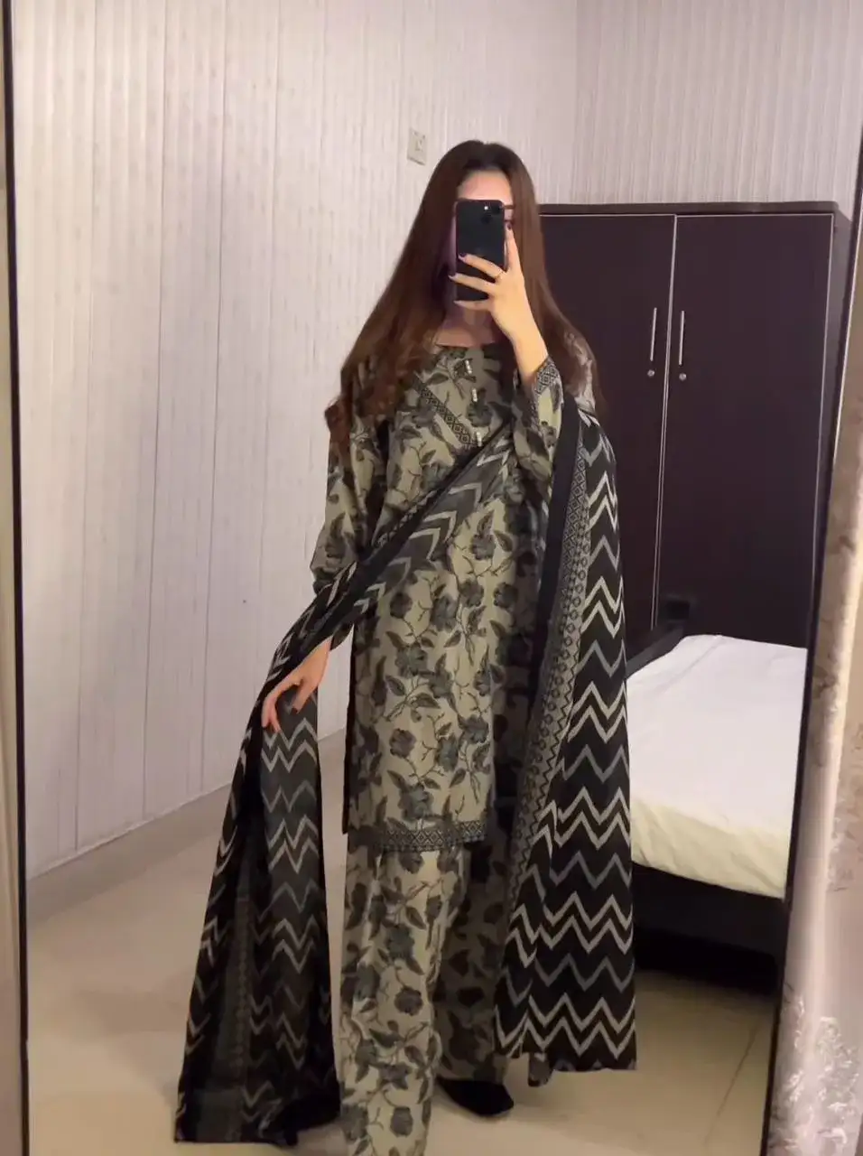 Black Digital Print Lawn 3 Pcs Suit Set