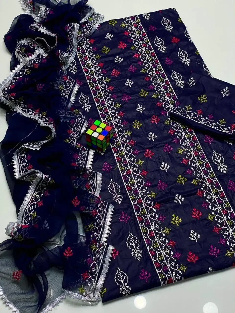 Blue Chikankari 3 Pcs Lawn Embroidered Set