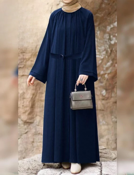 Blue Georgette Classic Abaya Wit