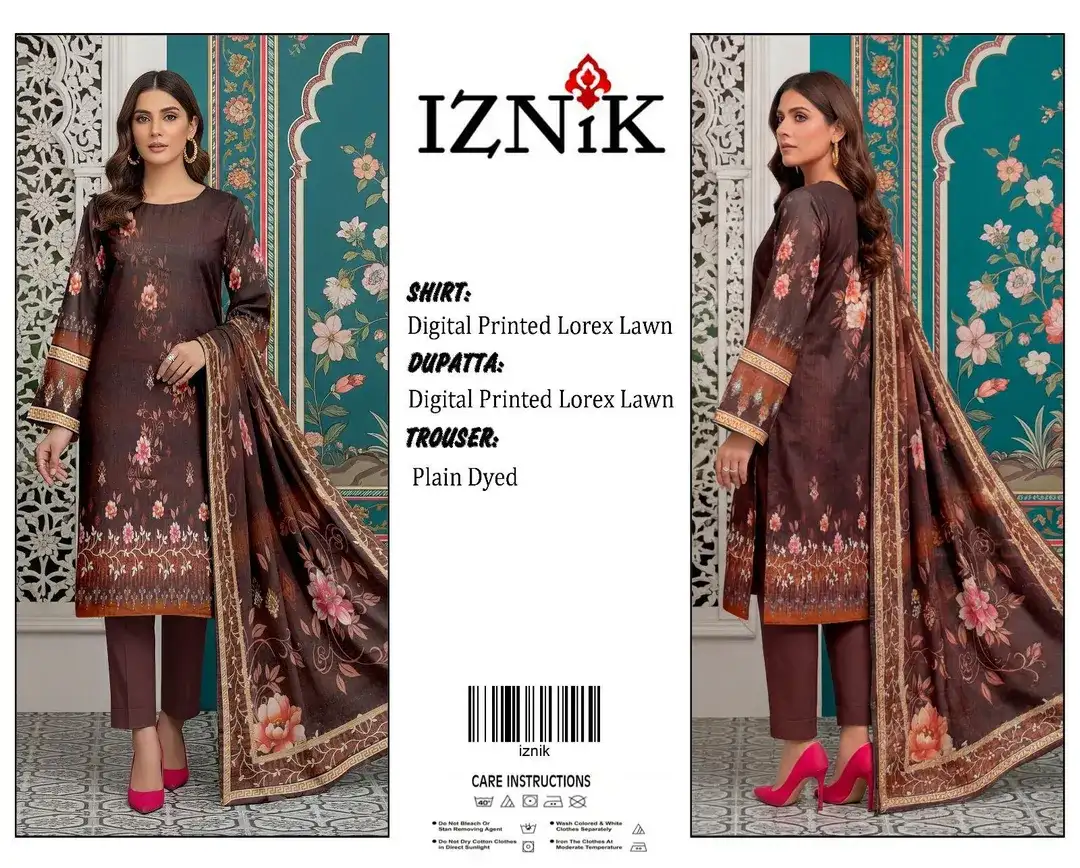 Brown Digital Print Lawn 3 Pcs Women Suit VW928