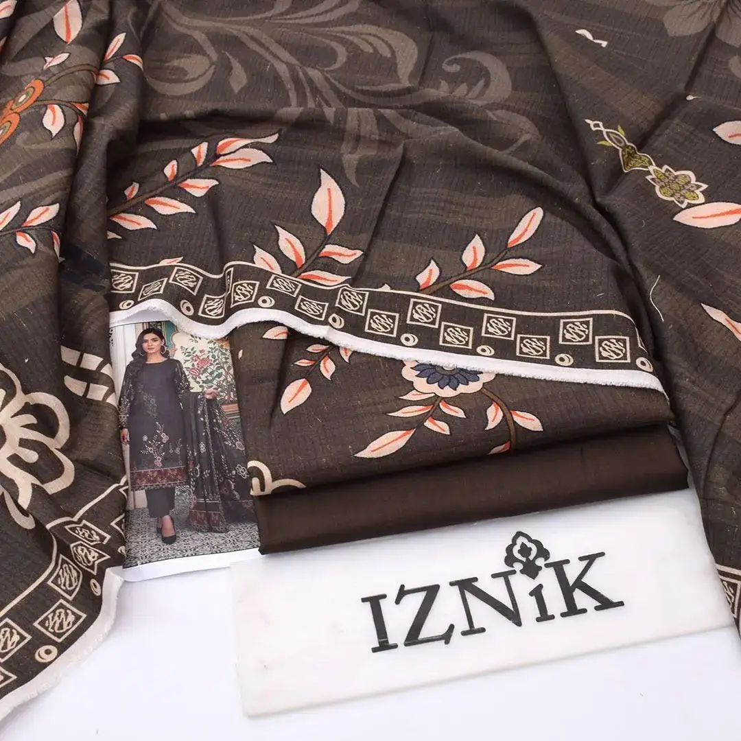 Brown Digital Print Lawn 3 Pcs Women Suit VW929