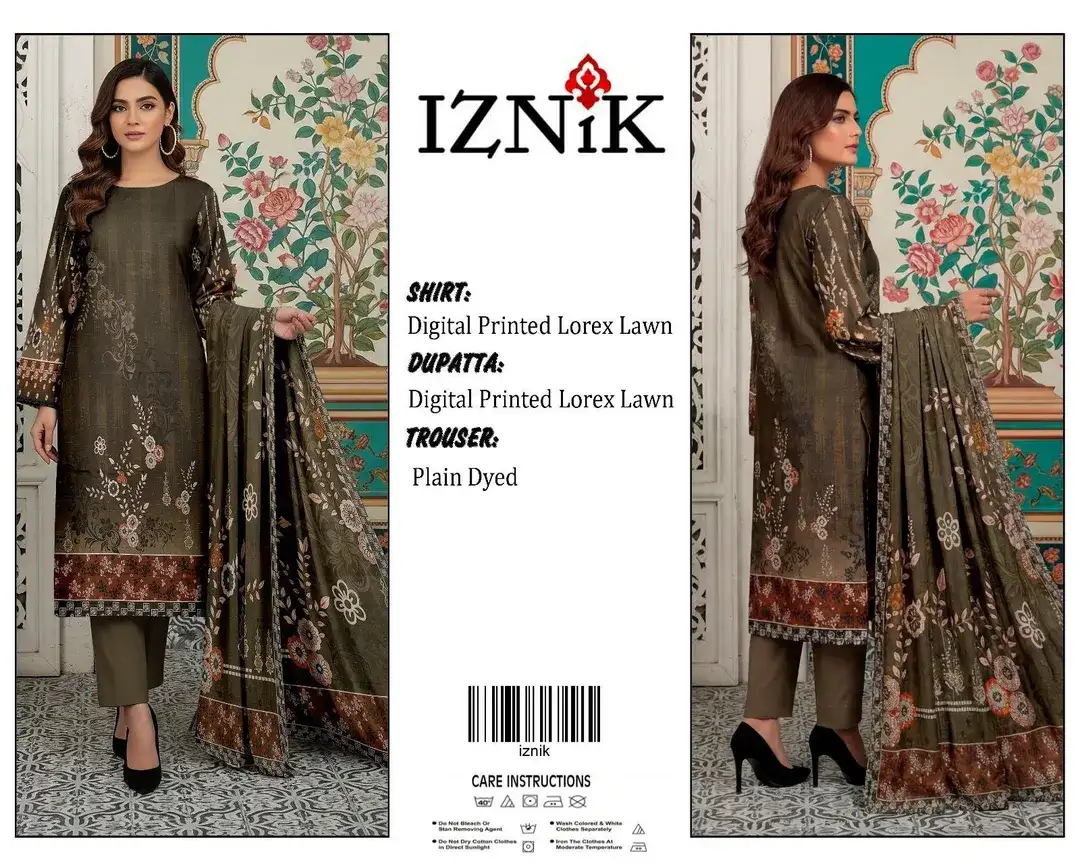 Brown Digital Print Lawn 3 Pcs Women Suit VW929