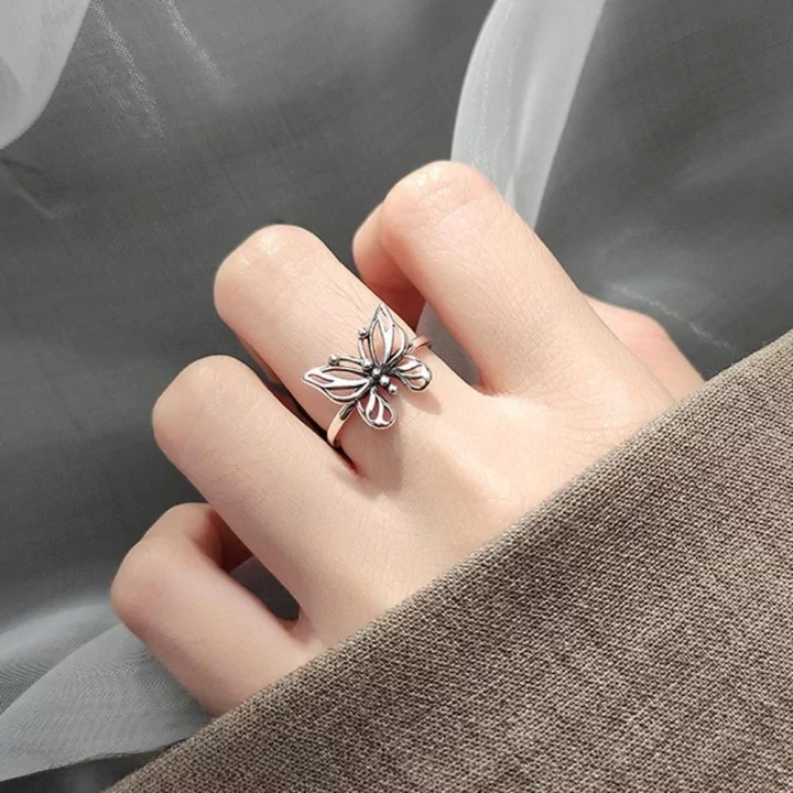 Butterfly Adjustable Silver Rings For 
