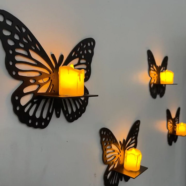 wall decor - Butterfly Shelves Black Pack of 3