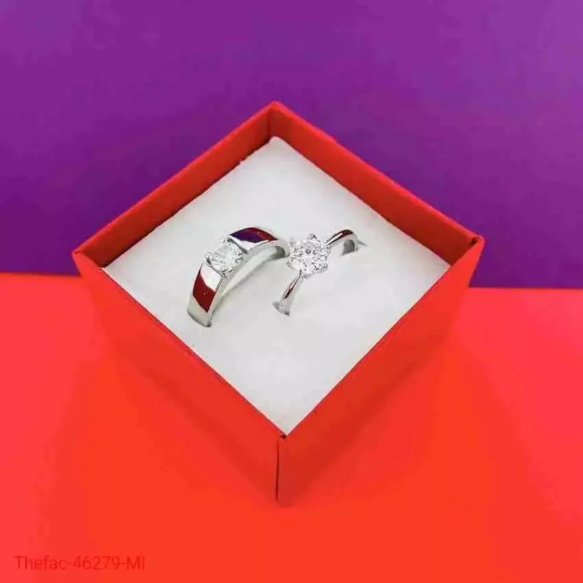 Charm Couple Ring Set Silver Plated 2 Pcs Easy Wear