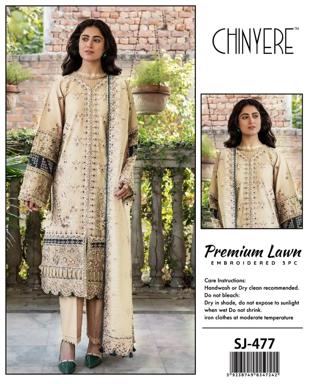 Chic Off White Embroidered Lawn Suit 3 Pcs Set ET157