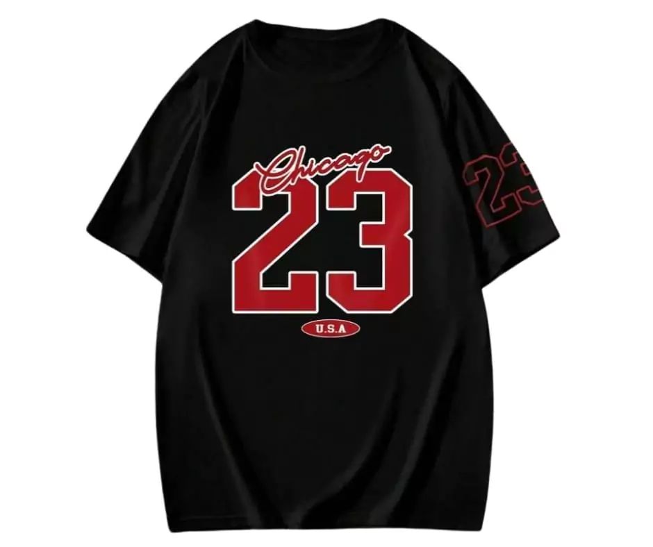 Chicago USA T Shirt Cotton Graphic Sublimation Round Neck in Black