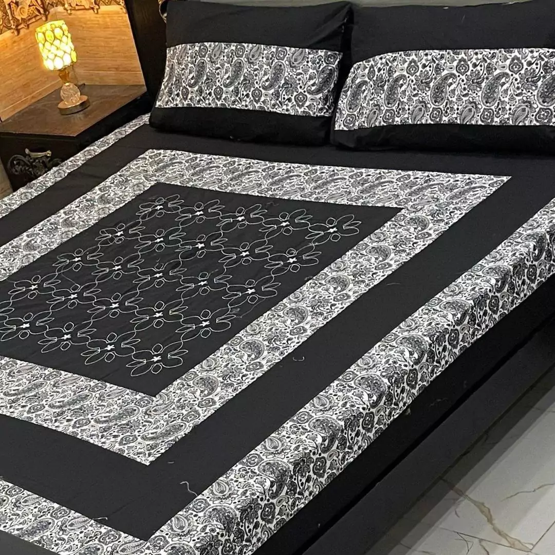 Cotton Patchwork Double Bedsheet Set 3