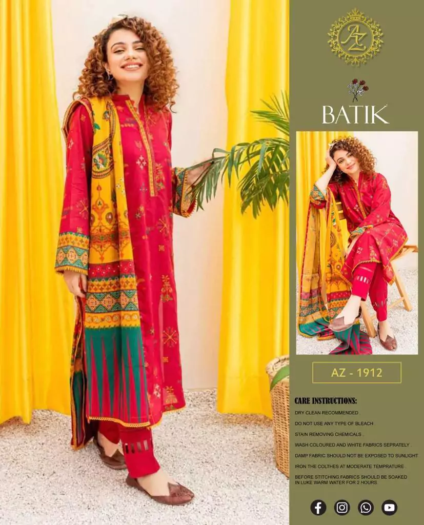 Elegand Red Embroidered Lawn Sui