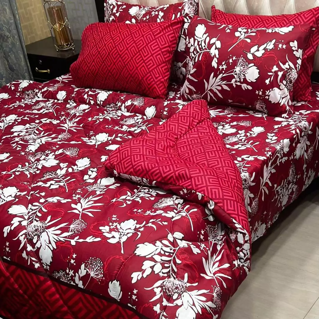 Elegant Red Printed Cotton Salon