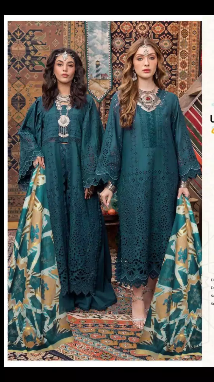  - Elegant Unstitched Embroidered Lawn Suit 3 Pcs ET193