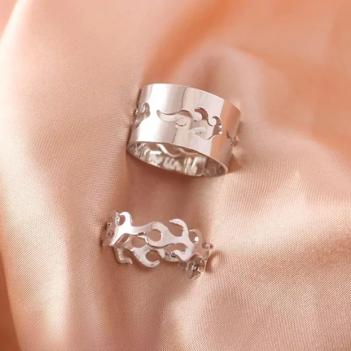 Fire Couple Ring Pack of 4 Silver