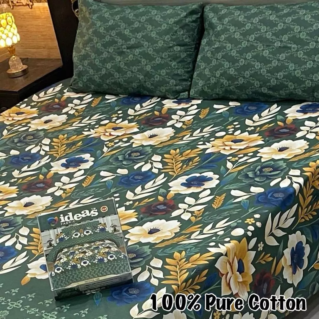  - Gul Ahmed 3 Pcs Cotton Printed King Size Bedsheet IL101