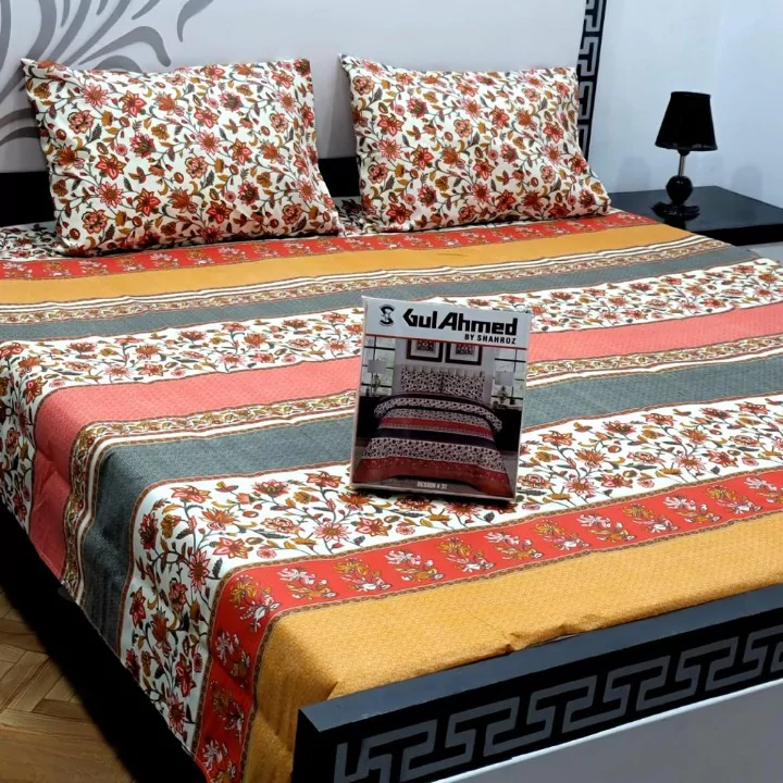 Gul Ahmed 3 Pcs Cotton Salonica Printed Double Bedsheet