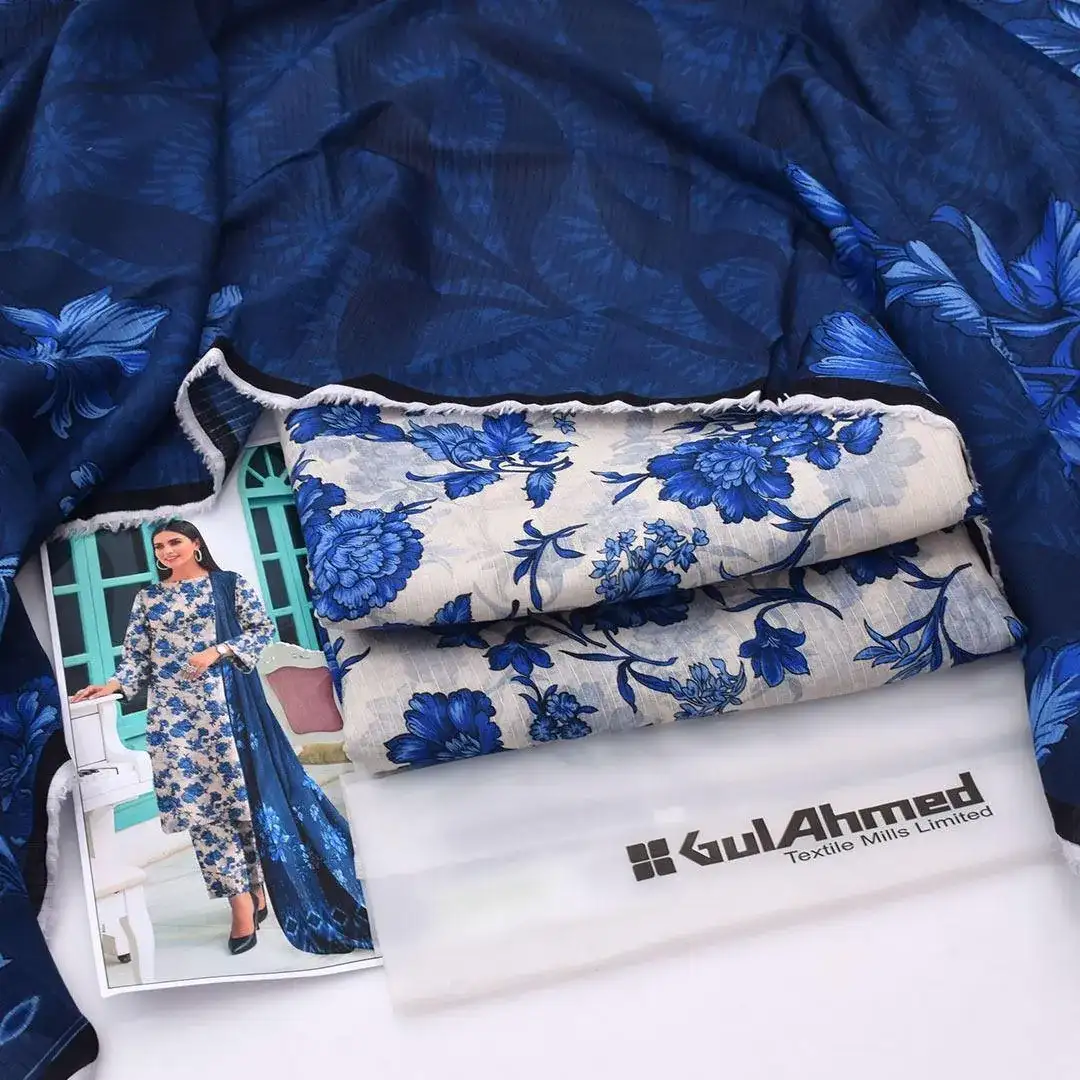 women unstitched suits - Gul Ahmed 3 Pcs Women's Unstitched Lawn Digital Print Suit VW711