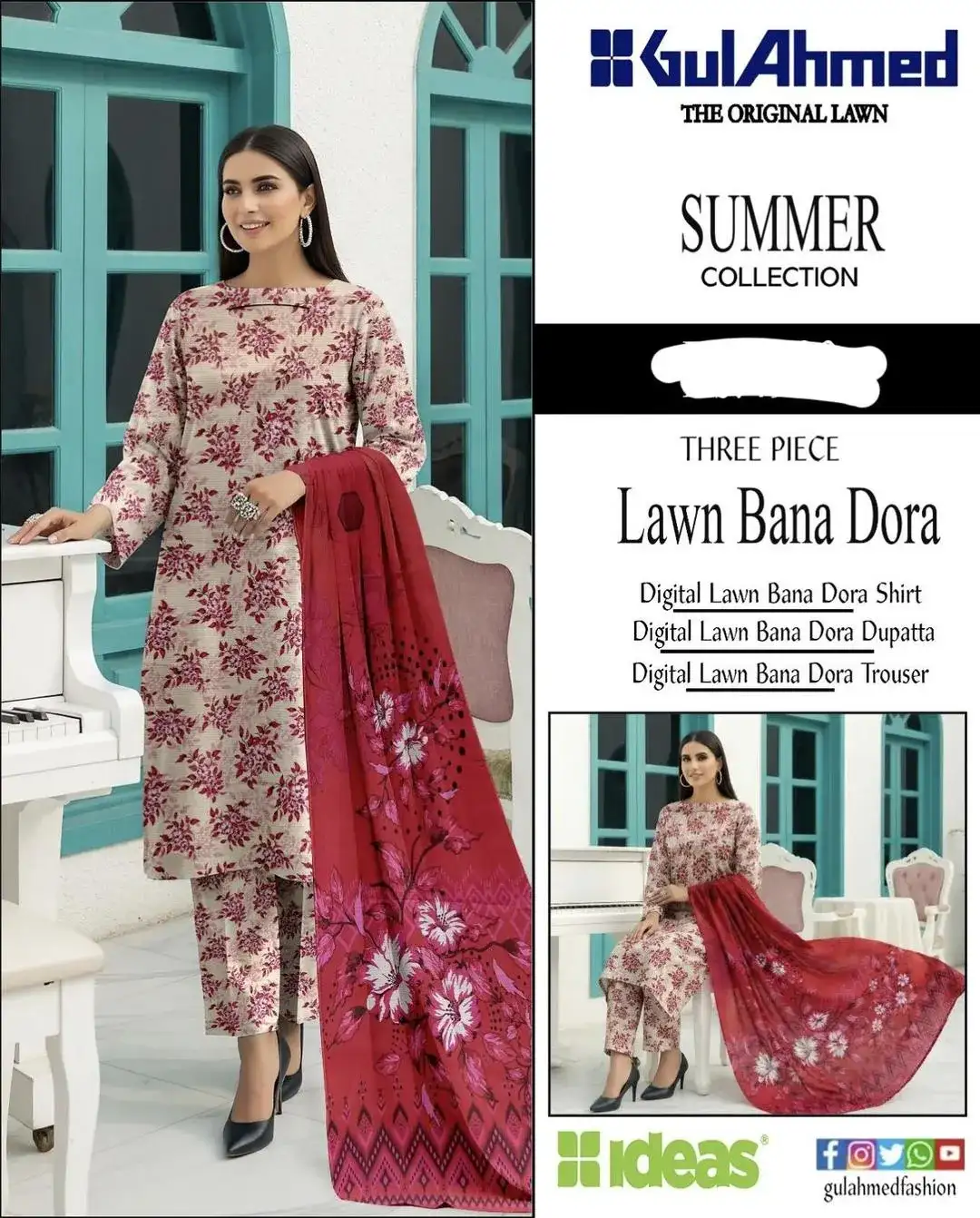 Gul Ahmed 3 Pcs Women's Unstitched Lawn Digital Print Suit VW715