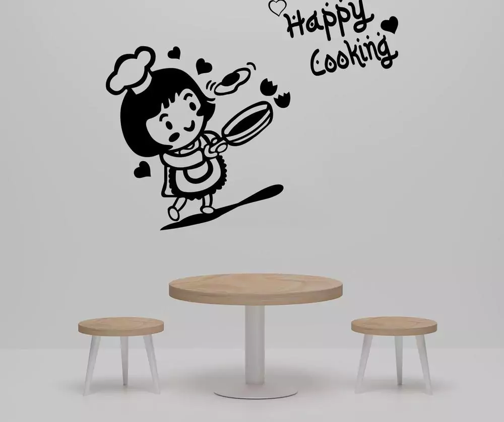 Happy Cooking Art Wall Sticker For Kitchen