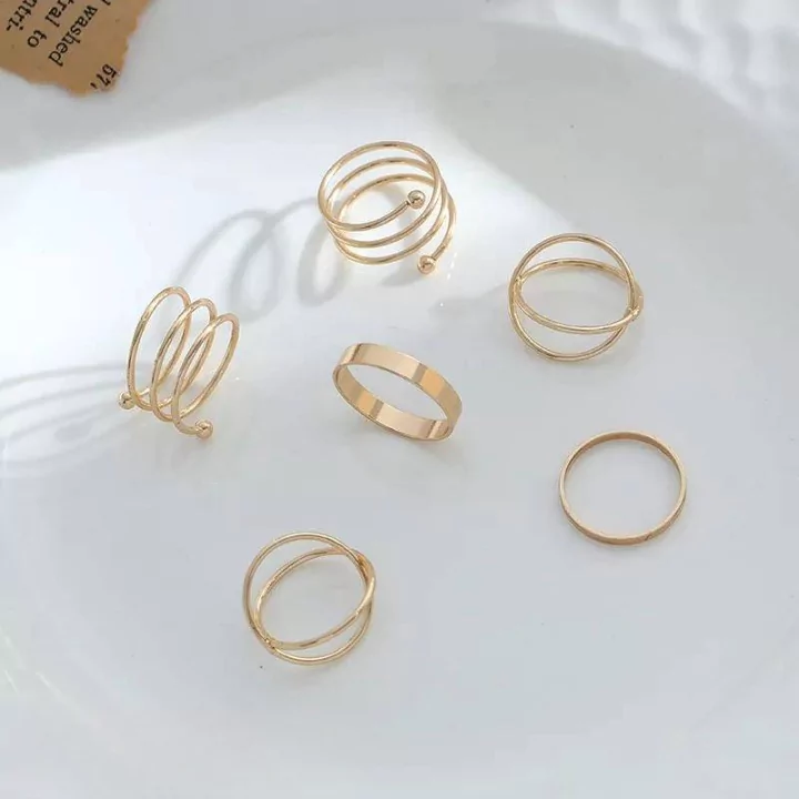 Hip Hop Pack Of 6 Rings Set For Women