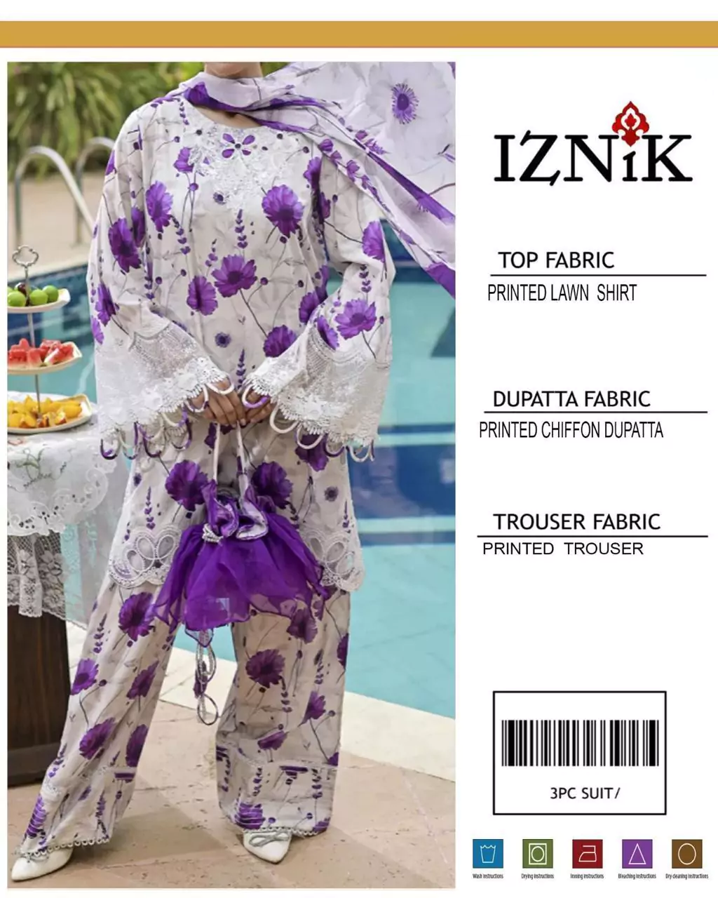 Iznik 3 Pcs Unstitched Lawn Prin