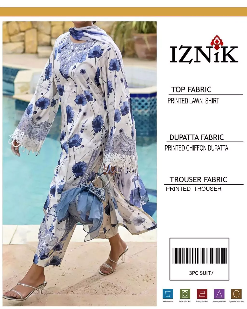 Iznik 3 Pcs Unstitched Lawn Prin