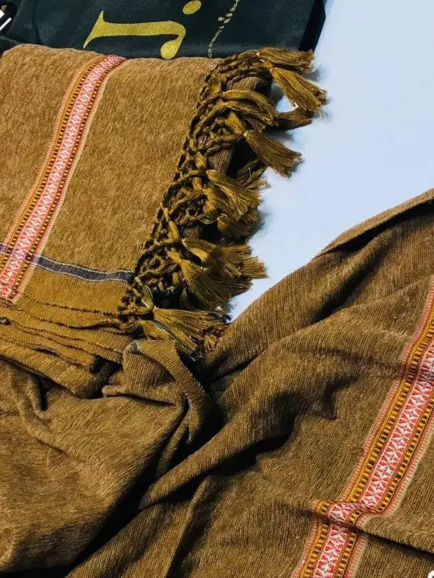 J. Luxurious Golden Velvet Shawl Plain Design