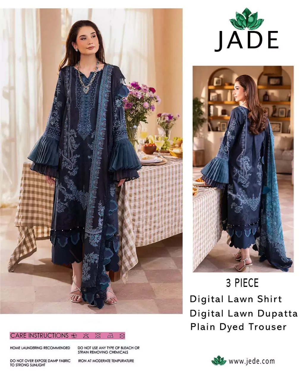 women unstitched suits - Jade 3 Pcs Women's Unstitched Lawn Digital Print Suit VV408
