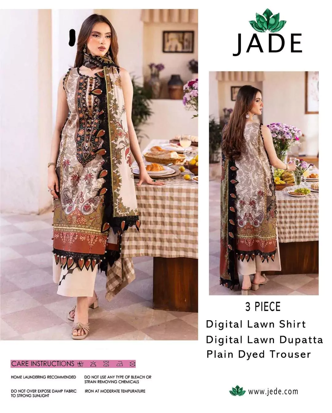 women unstitched suits - Jade 3 Pcs Women's Unstitched Lawn Digital Print Suit VV409