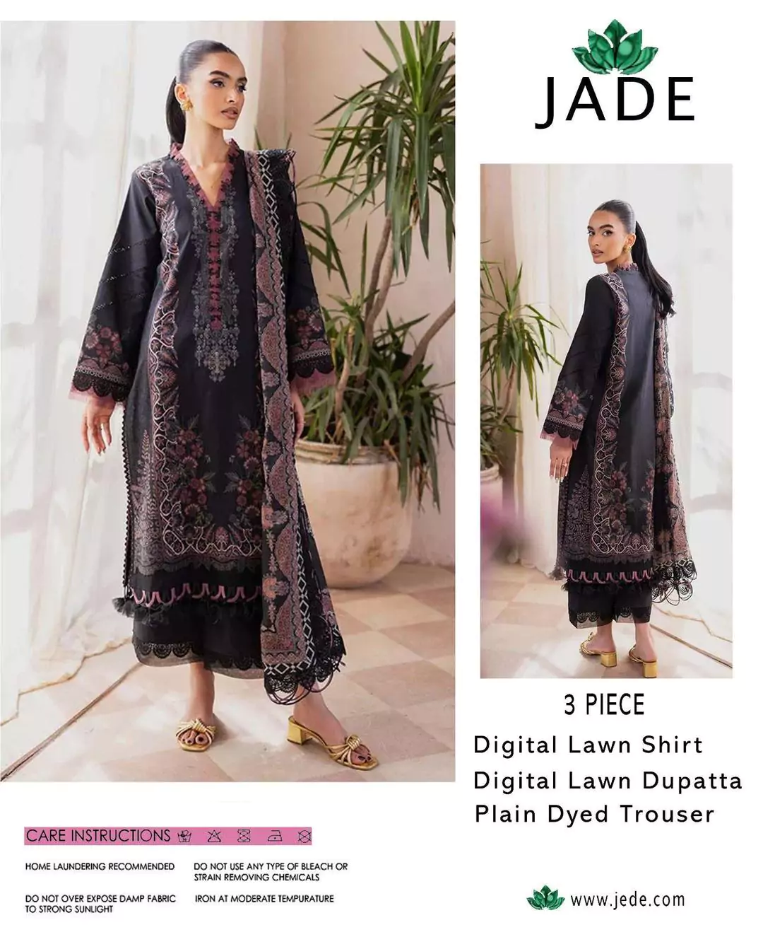 women unstitched suits - Jade 3 Pcs Women's Unstitched Lawn Digital Print Suit VV415