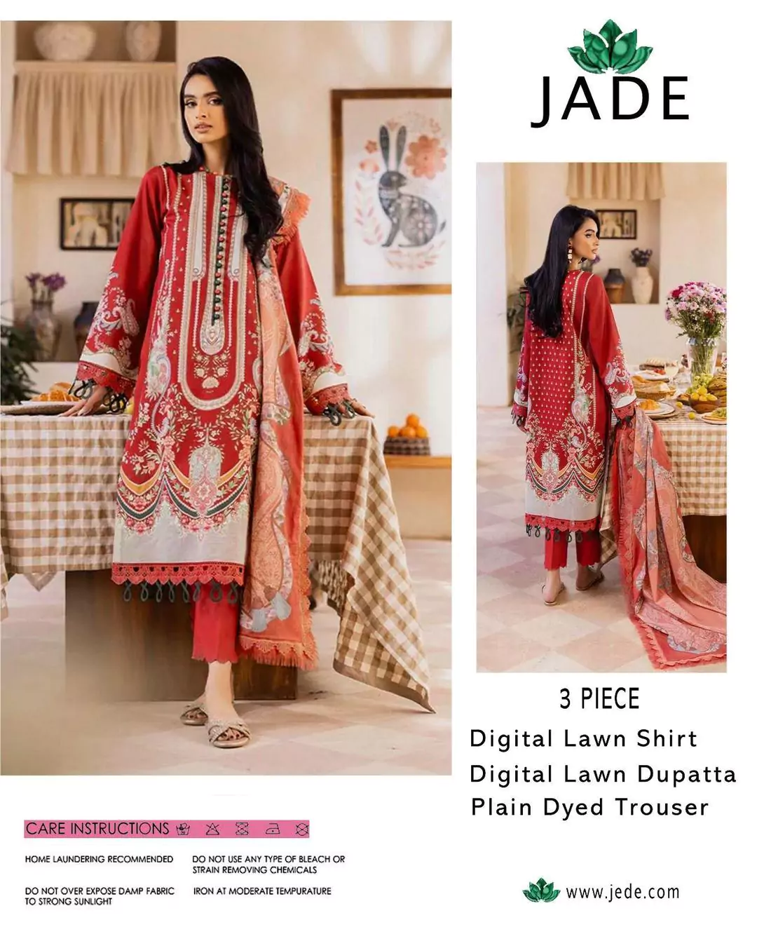 women unstitched suits - Jade 3 Pcs Women's Unstitched Lawn Digital Print Suit VV416