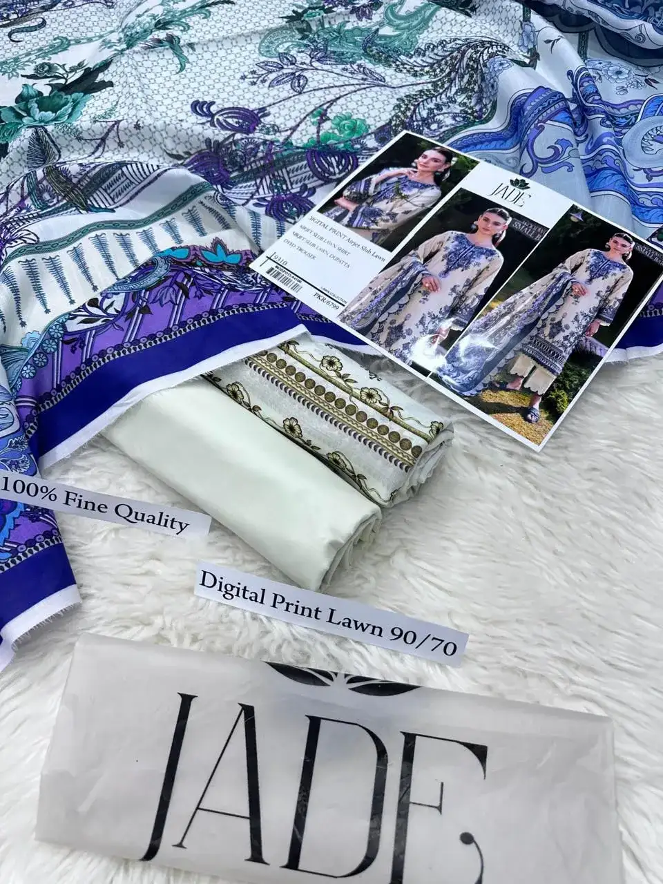 Jade Digital Print Lawn 3 Pcs Blue Set