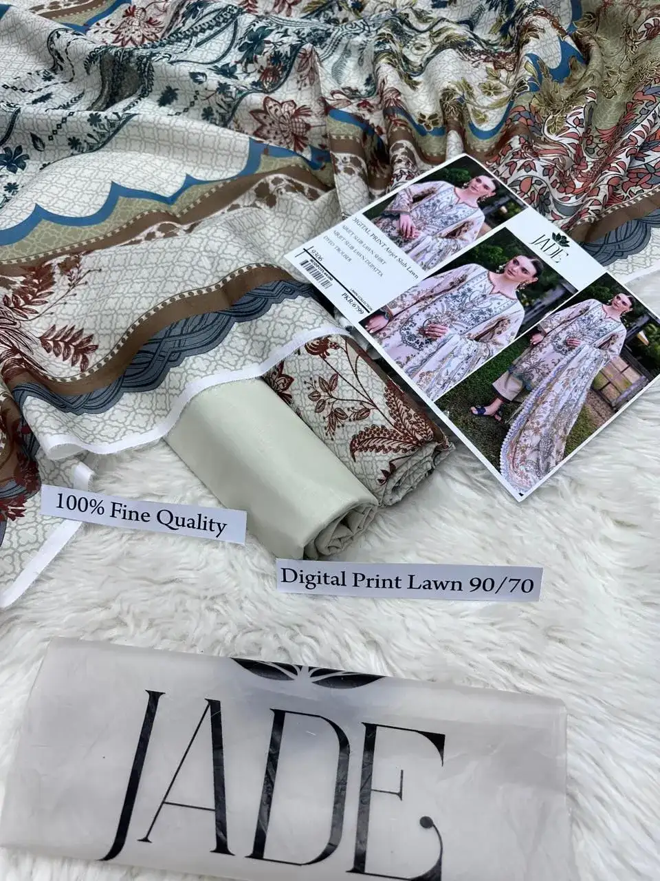 Jade Digital Print Lawn 3 Pcs Brown Set