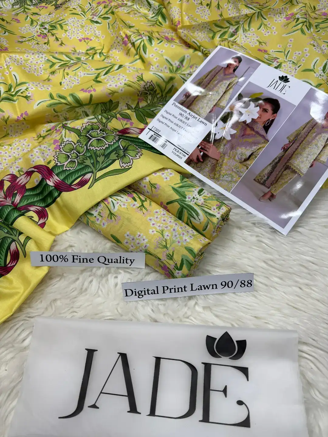 Jade Digital Print Lawn 3 Pcs Yellow Set