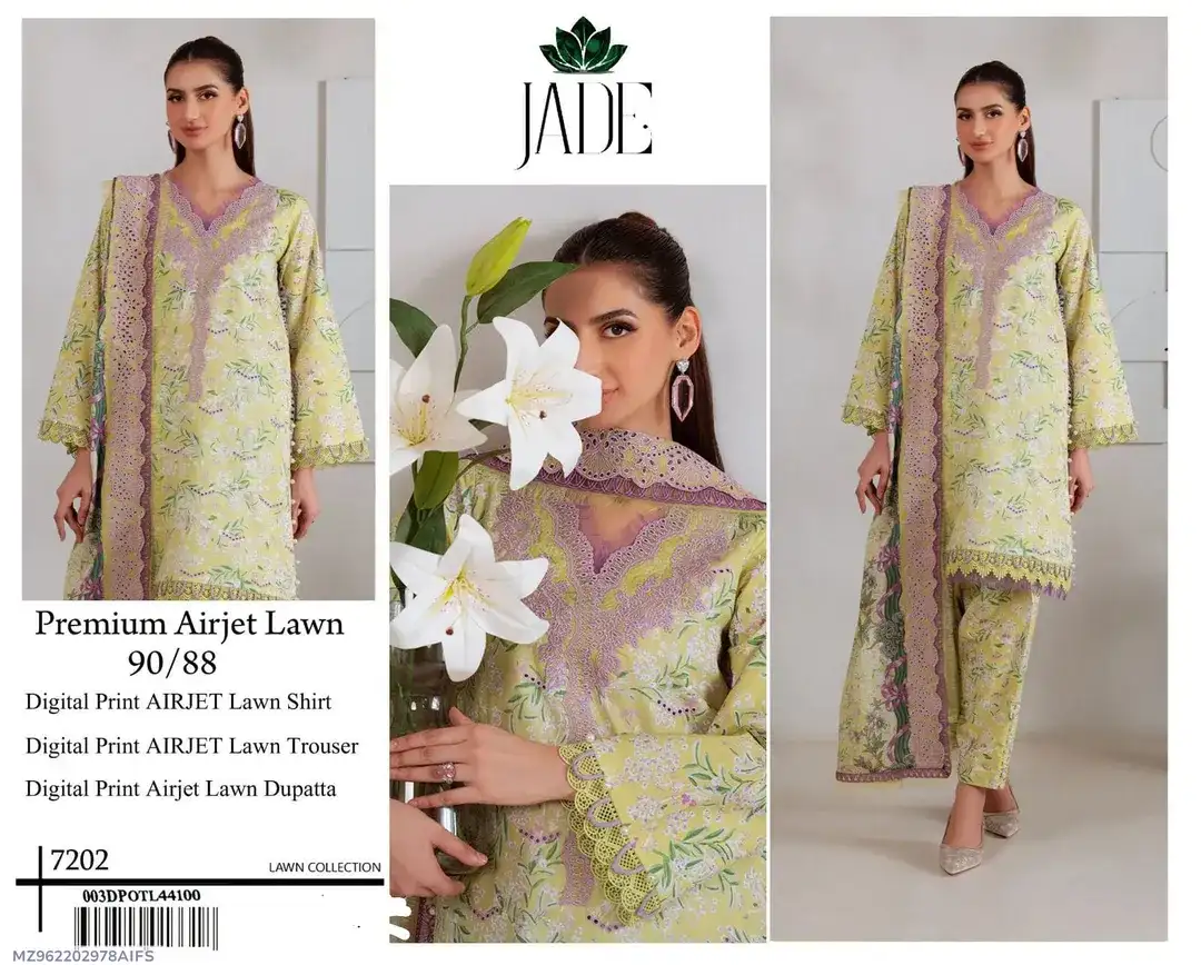 Jade Digital Print Lawn 3 Pcs Yellow Set