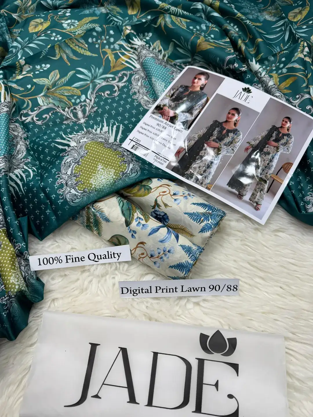 Jade Green Digital Print Lawn 3 Pcs Set