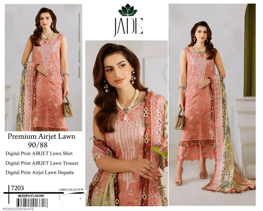 Jade Orange Digital Print Lawn 3 Pcs Set