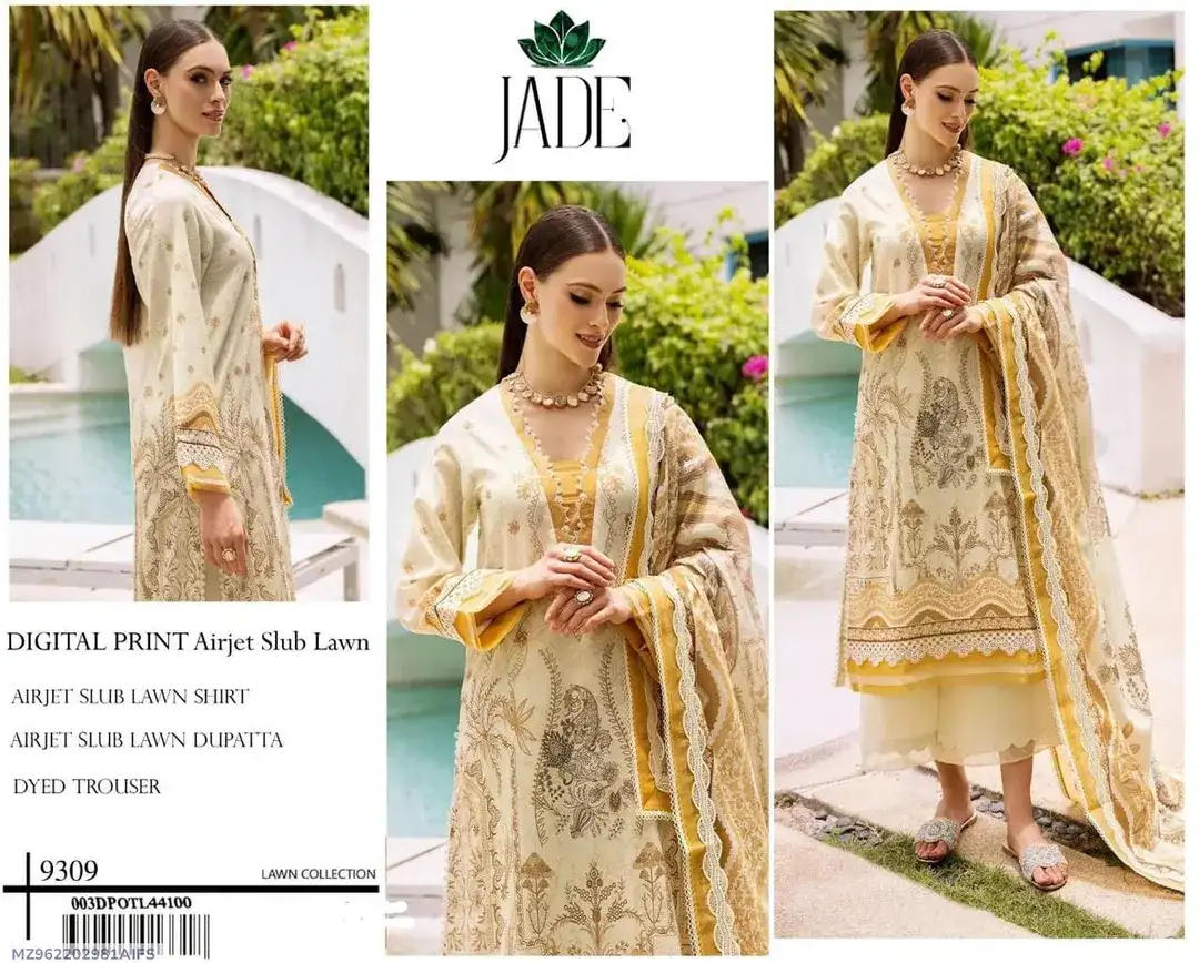 Jade Yellow Digital Print Lawn 3 Pcs Set
