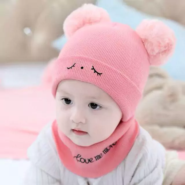 Kids Wool Textured Beanie And Ne