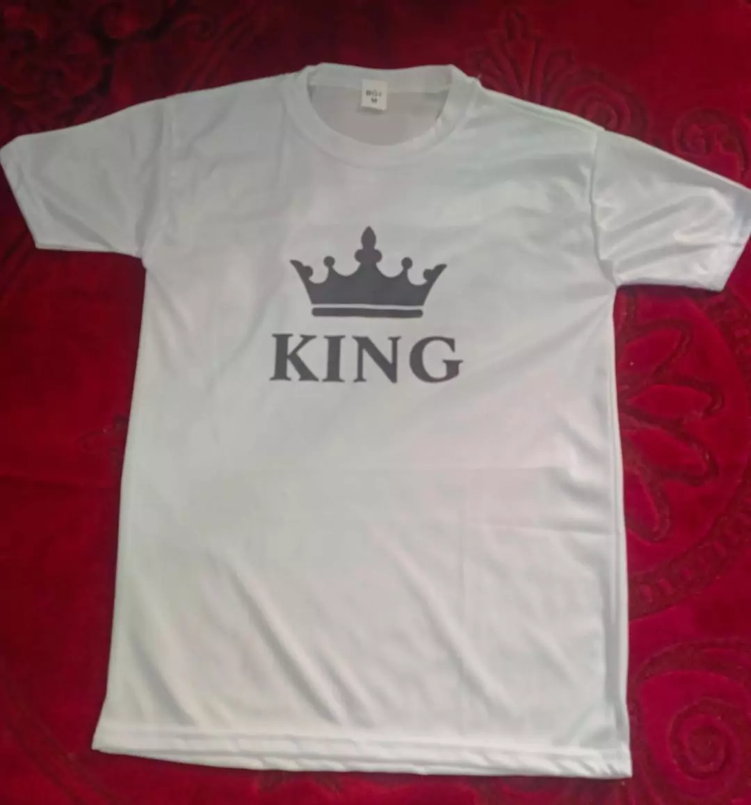 King Printed Stylish Mens Graphic Sublimation T Shirt in White