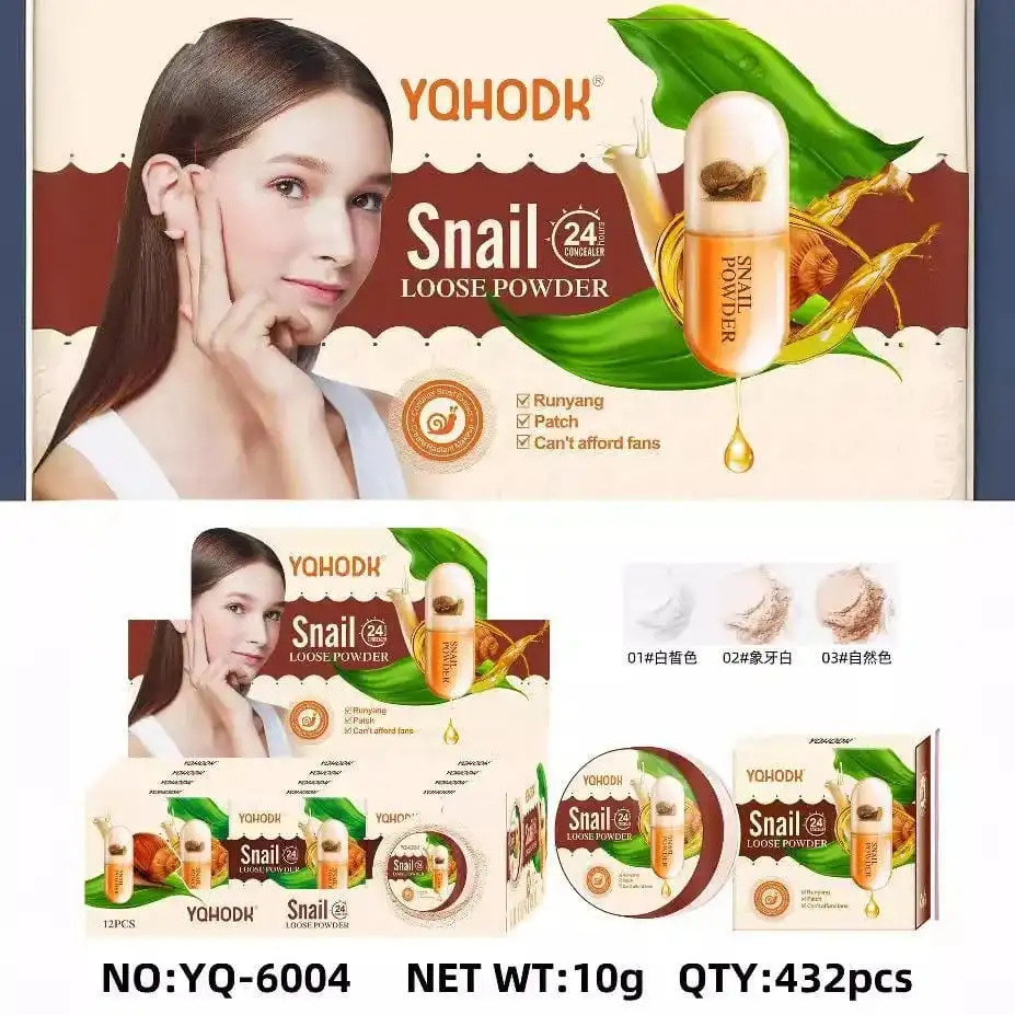 Korean Flawless Finish, 24 Hours, High Coverage Shiny Snail Loose Powder 1 Pc